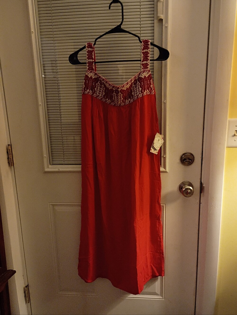Unlisted Red Maxi Dress with Embroidered Yoke